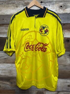 adidas Yellow & Black Club Soccer Jersey with Coca-Cola Crest